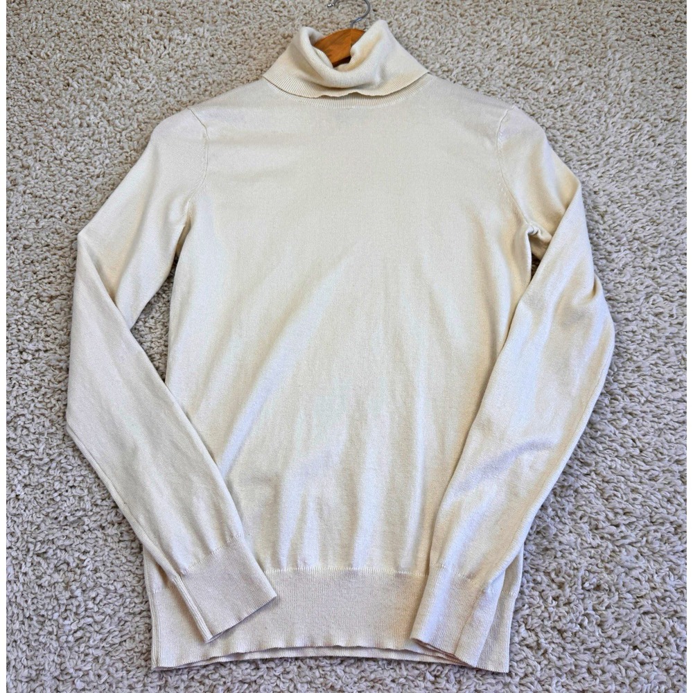 Banana Republic Women's XS Ivory Silk Blend Turtleneck Sweater Lightweight
